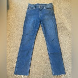 MOTHER The Mid Rise Dazzler Ankle Fray